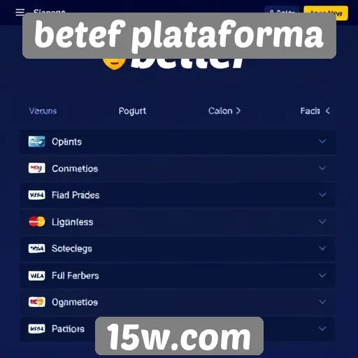 Opções de pagamento disponíveis na betef plataforma
